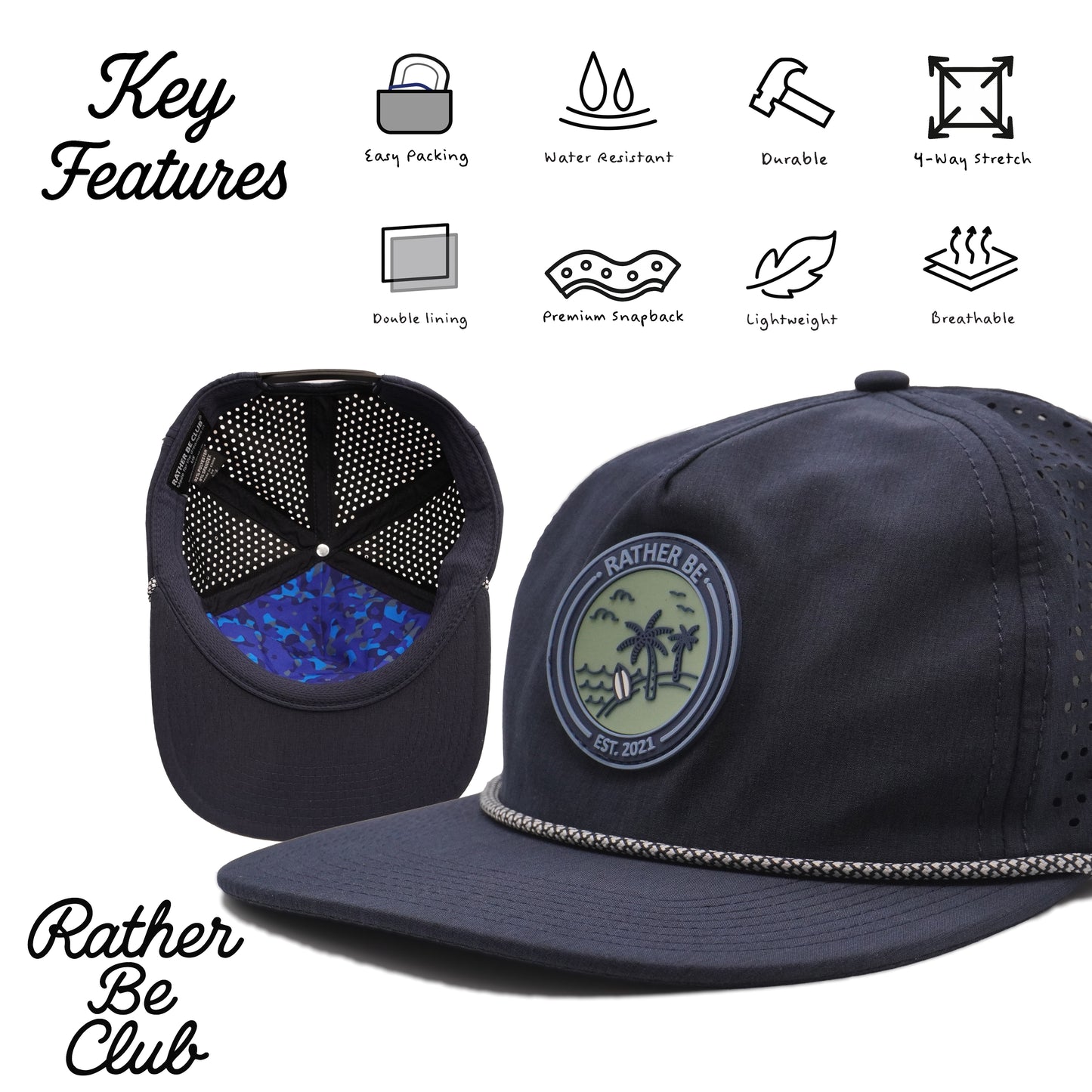 On Vacation Unstructured Rope Hat - Dark Navy