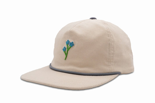 Blue Flower Corduroy Rope Hat - Beige