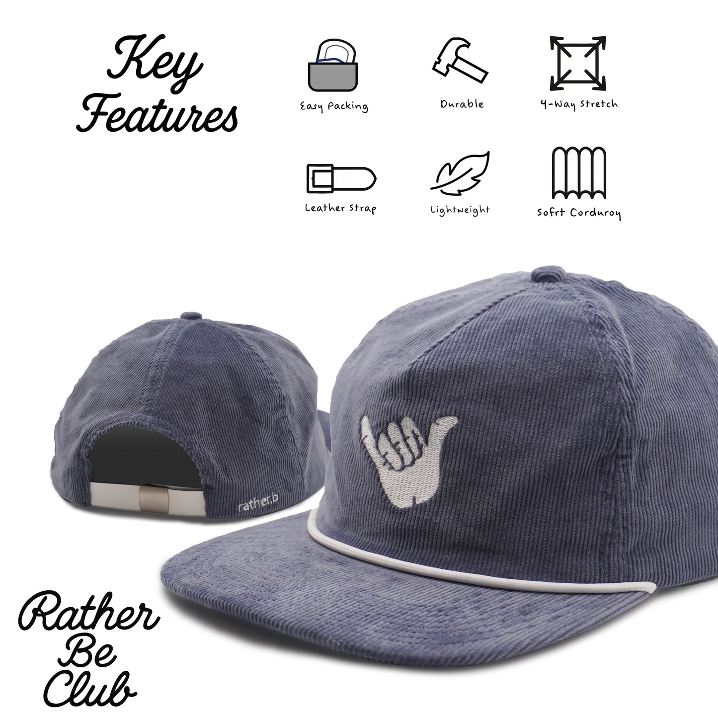 Shaka Grey Corduroy Rope Hat