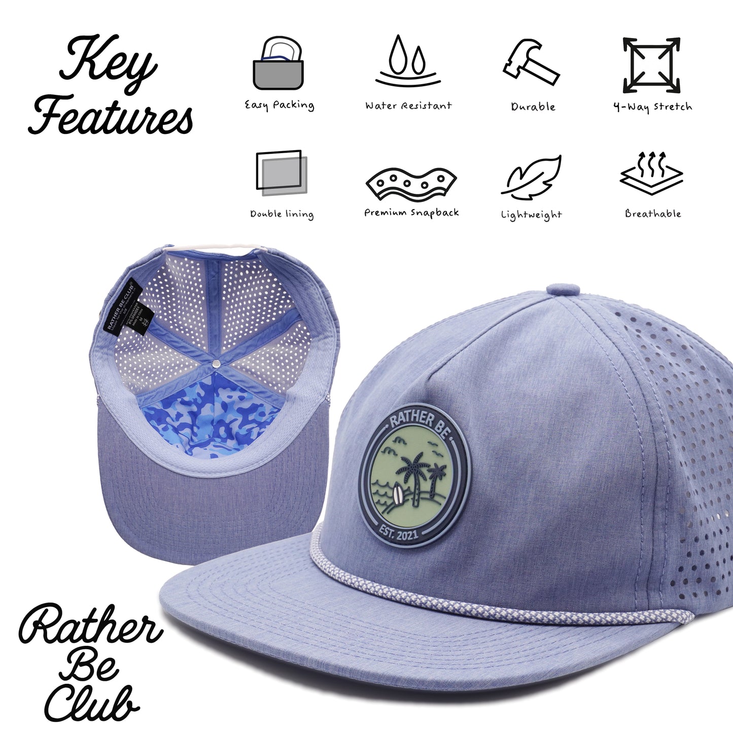 On Vacation Unstructured Rope Hat - Light Blue