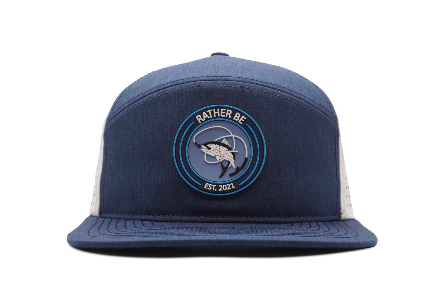 Fishing 5 Panel Hat - Navy & White